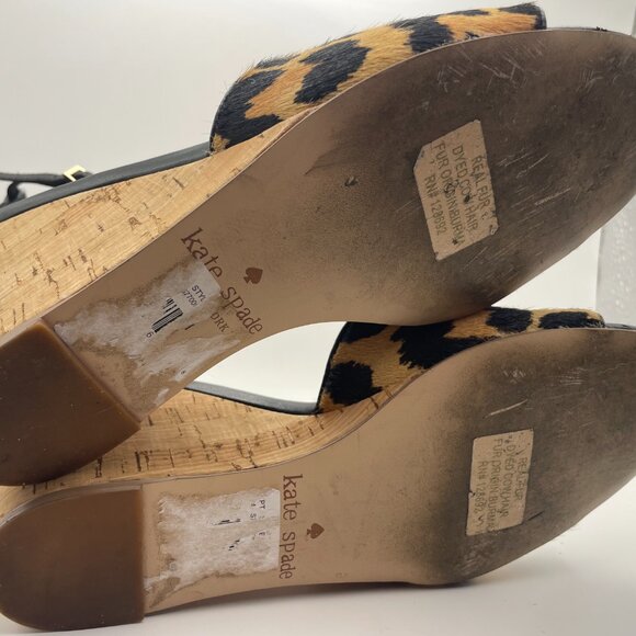 Kate Spade ♠️ NY Lonnie Leopard Print Wedge Sandal Size 7M Cow Hair Leather - Picture 6 of 6